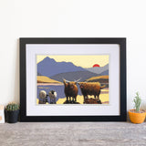 Highland Sunset Mounted Print