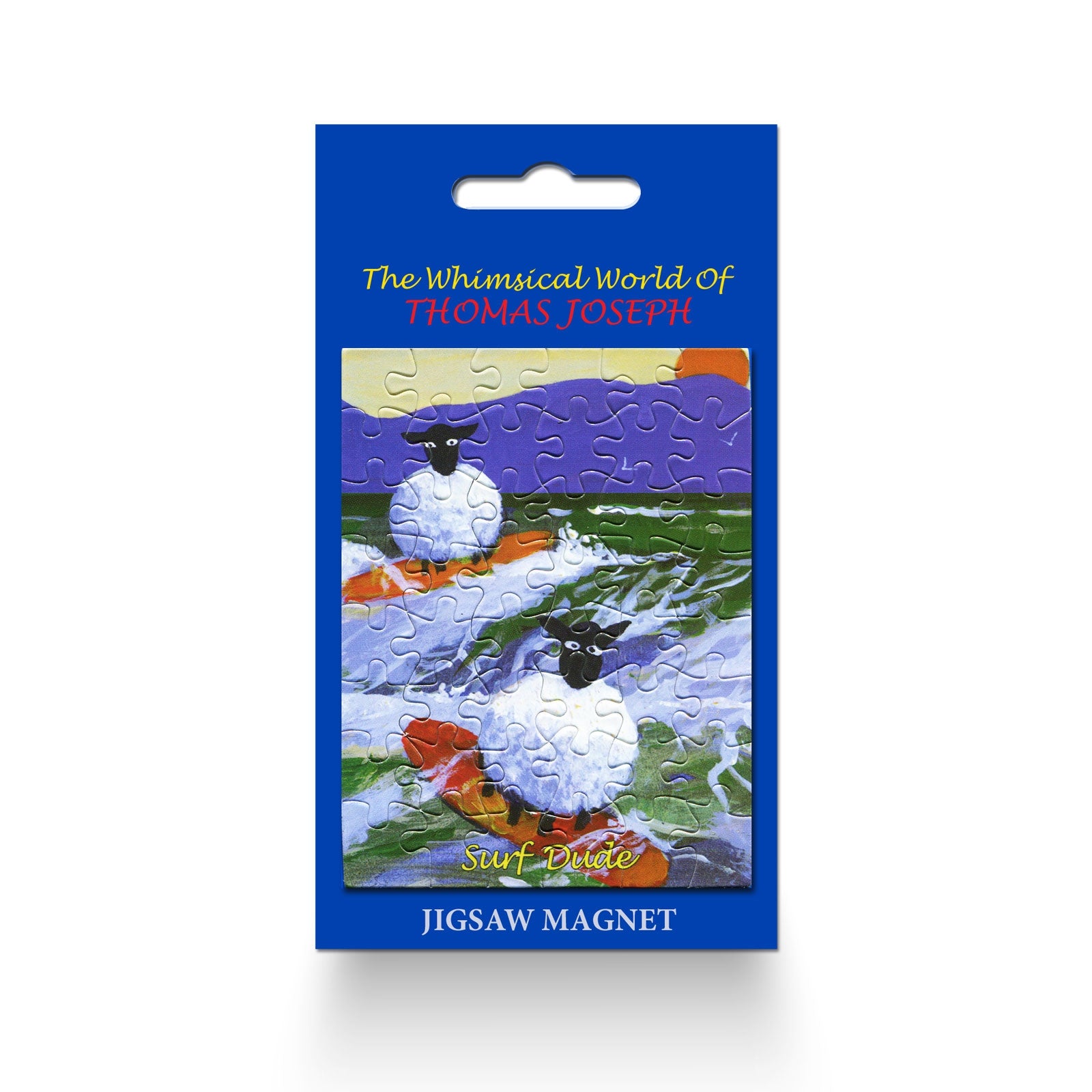 Fridge Magnet sheep having fun surfing
