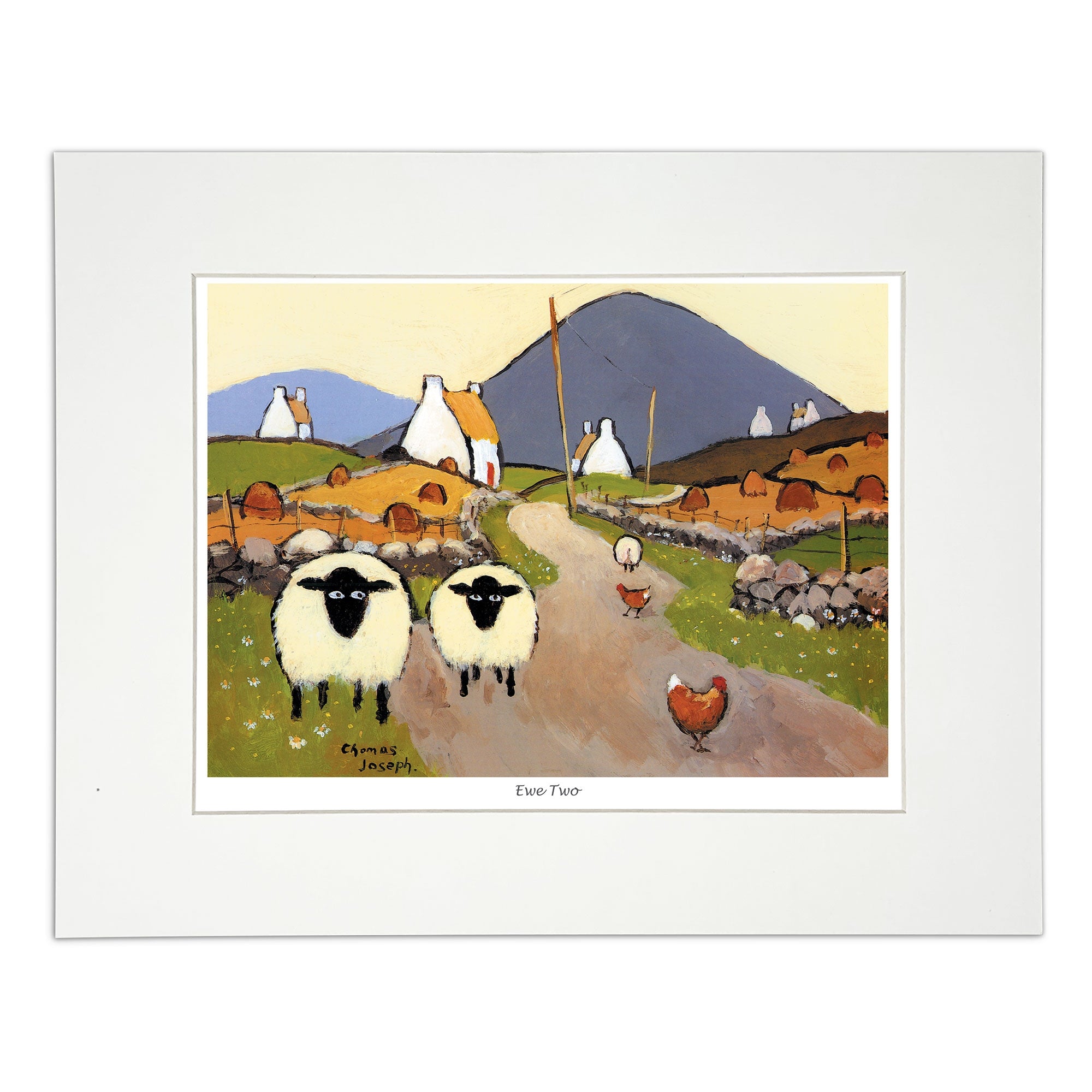 Wall art sheep and chickens crossing the road