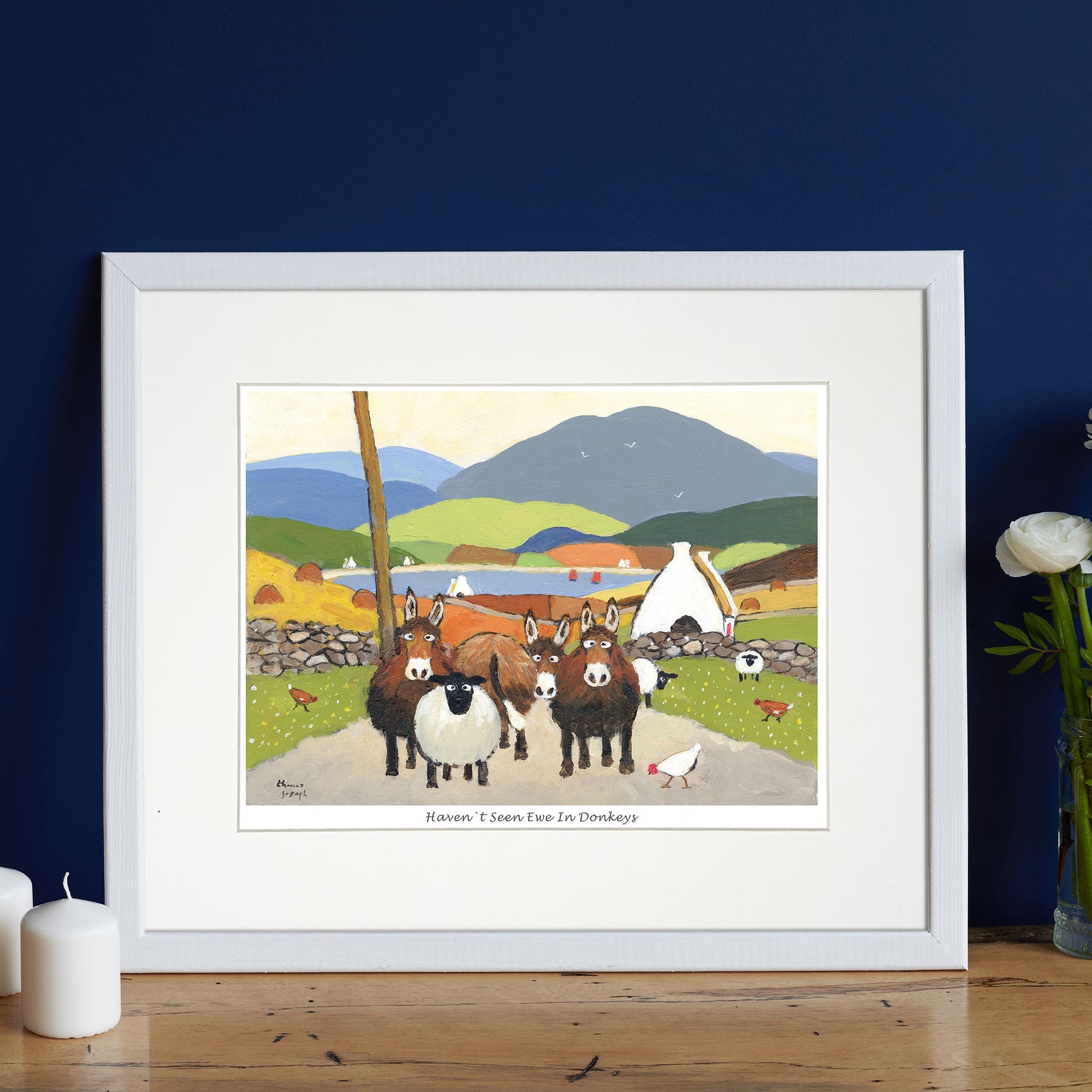 Haven't Seen Ewe In Donkey Mounted Print