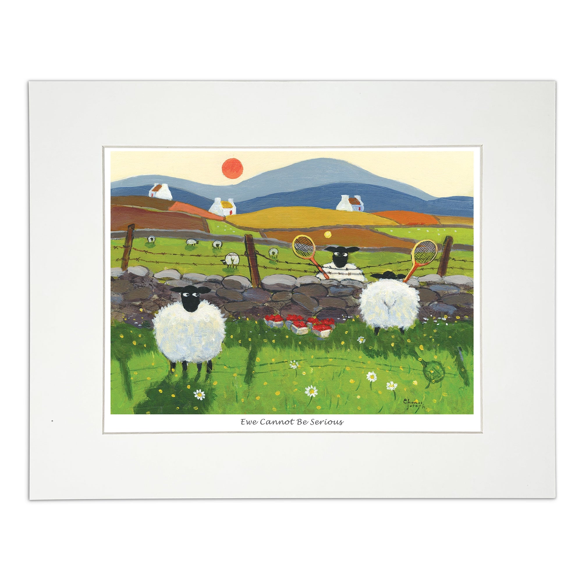 Wall art sheep playing tennis