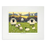 Painting sheep skipping with baby lambs