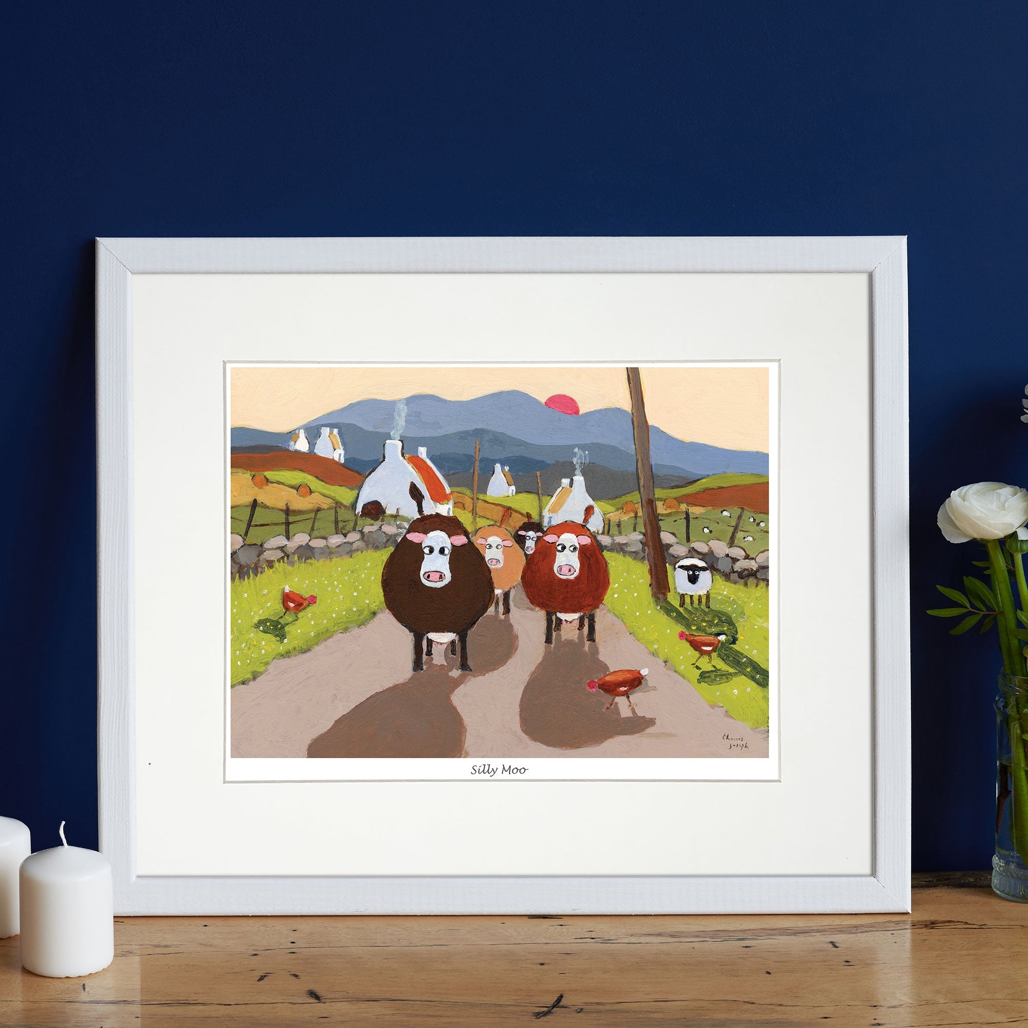 Silly Moo Mounted Print
