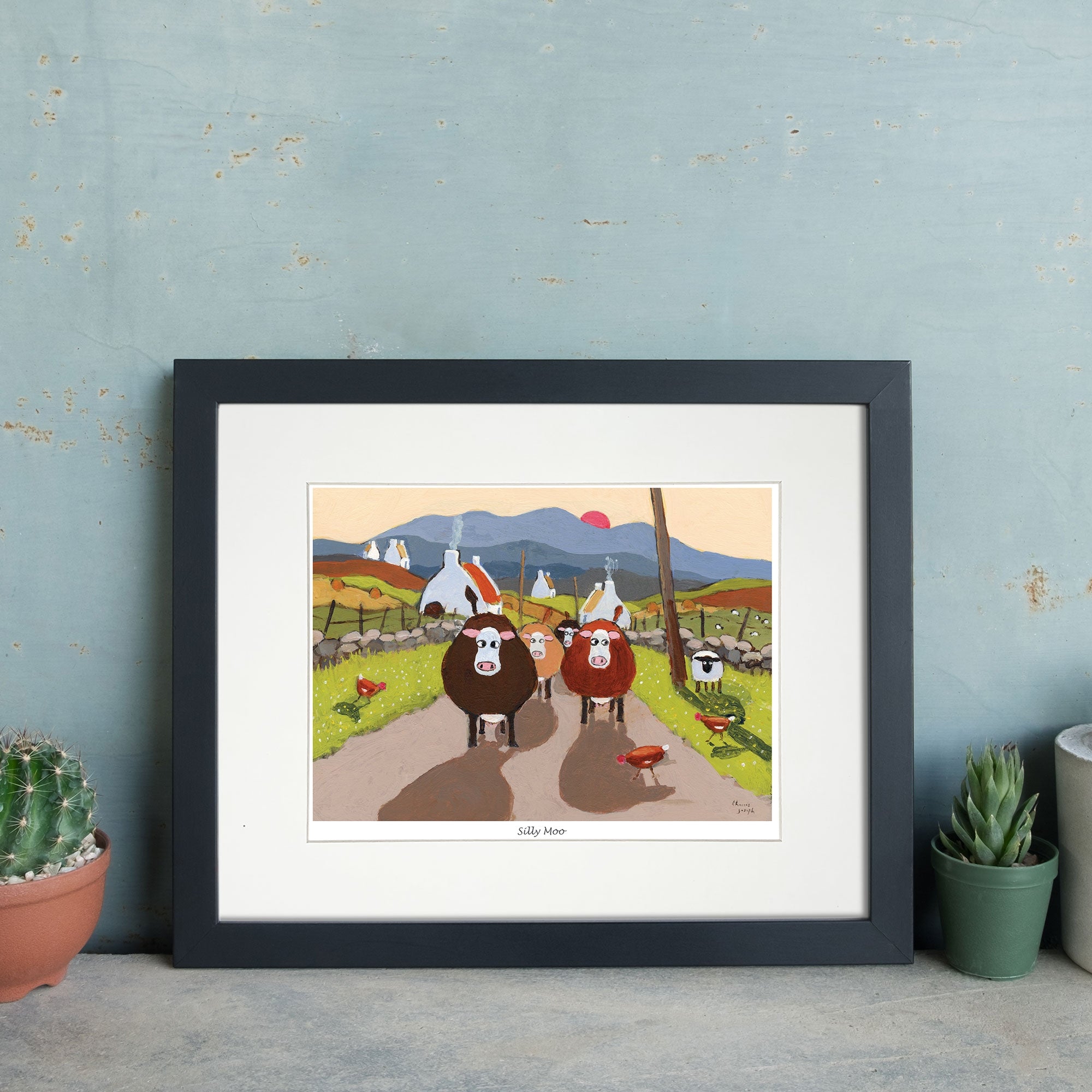 Silly Moo Mounted Print