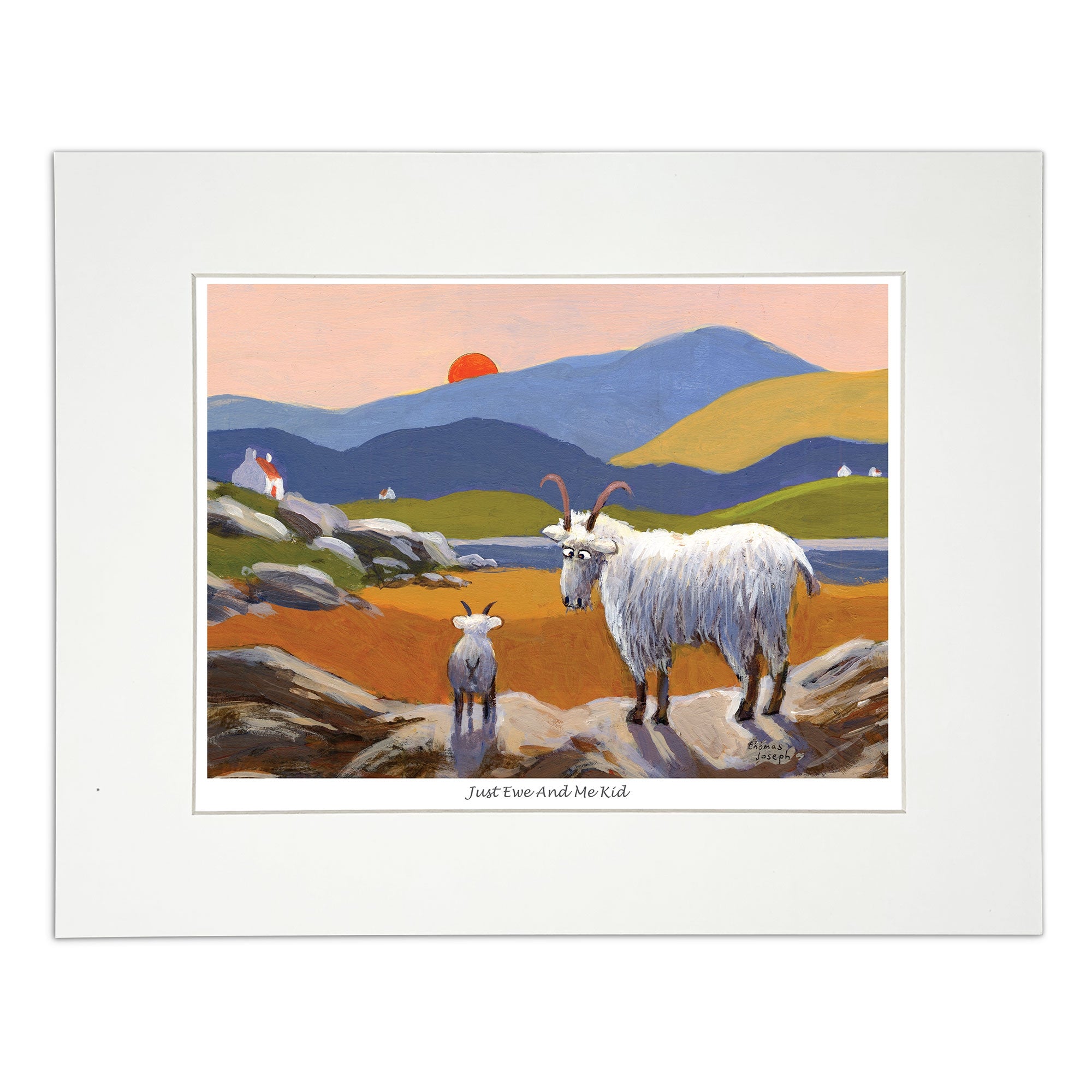 Painting Goat with its baby admiring the sunset