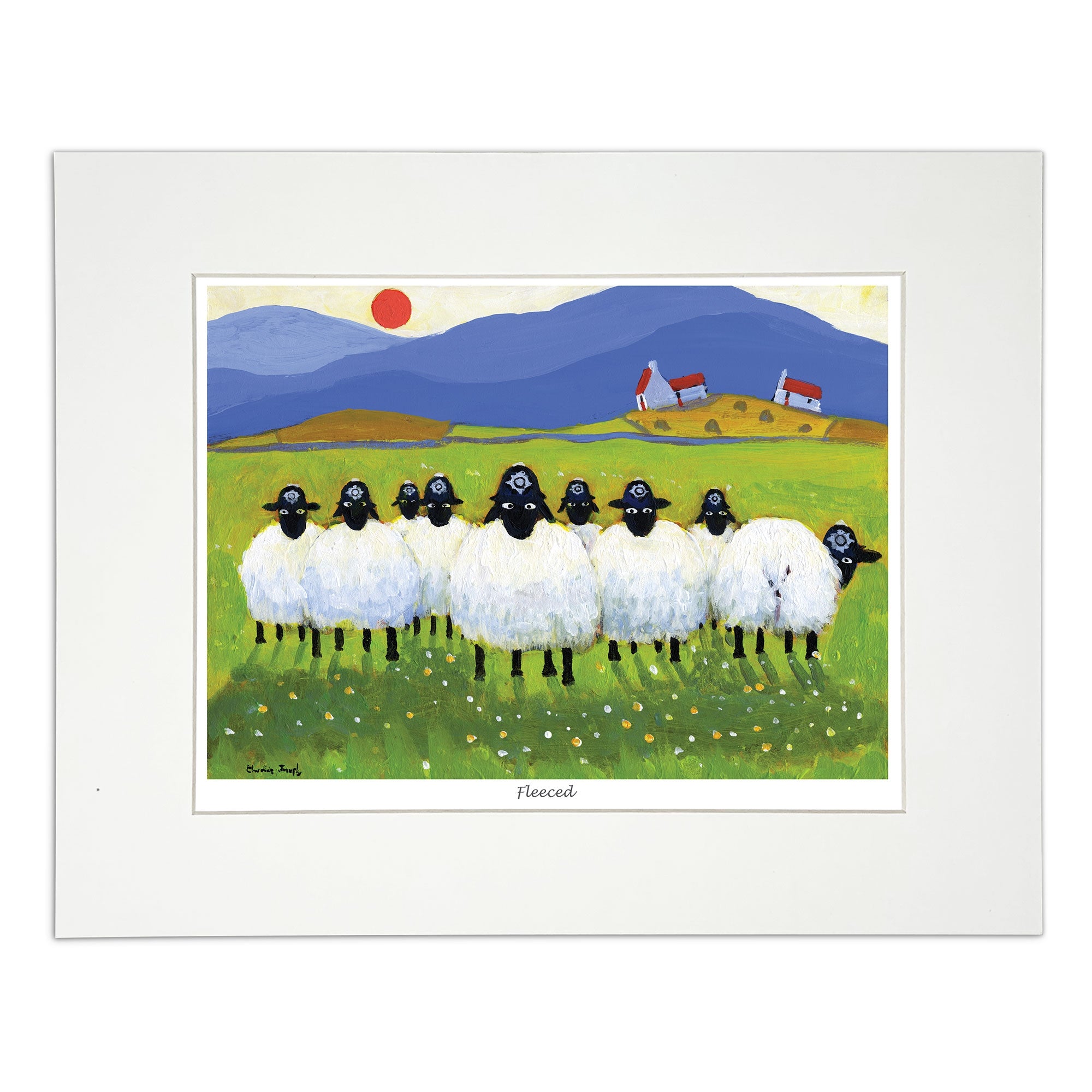 Painting sheep in the middle of field