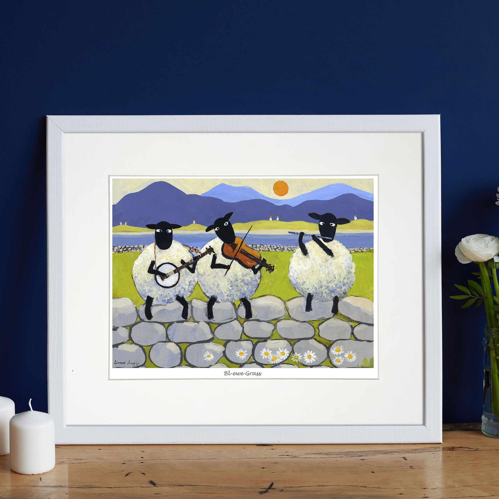 Bl-ewe Grass Mounted Print