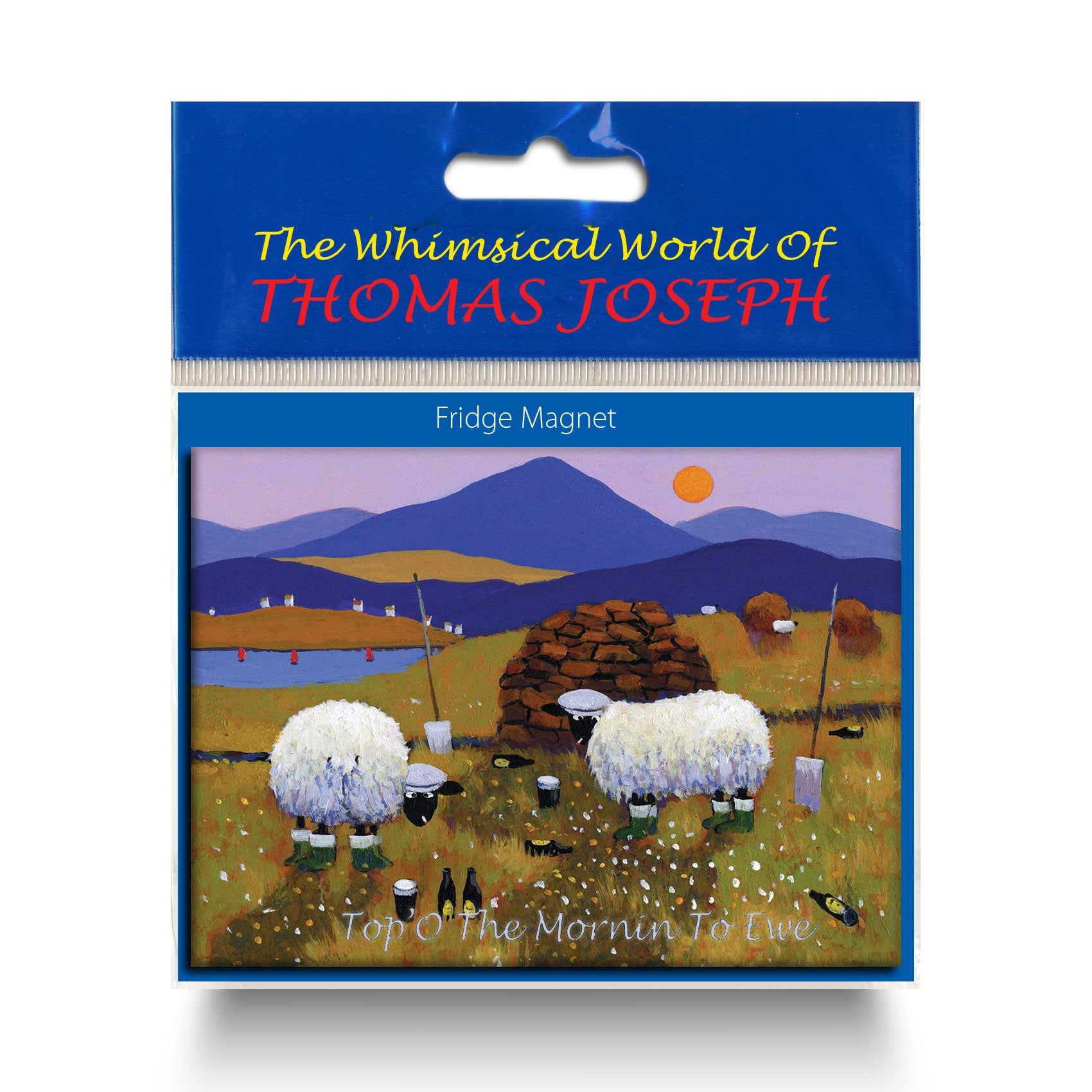 Refrigerator magnet showing sheep having a few beers