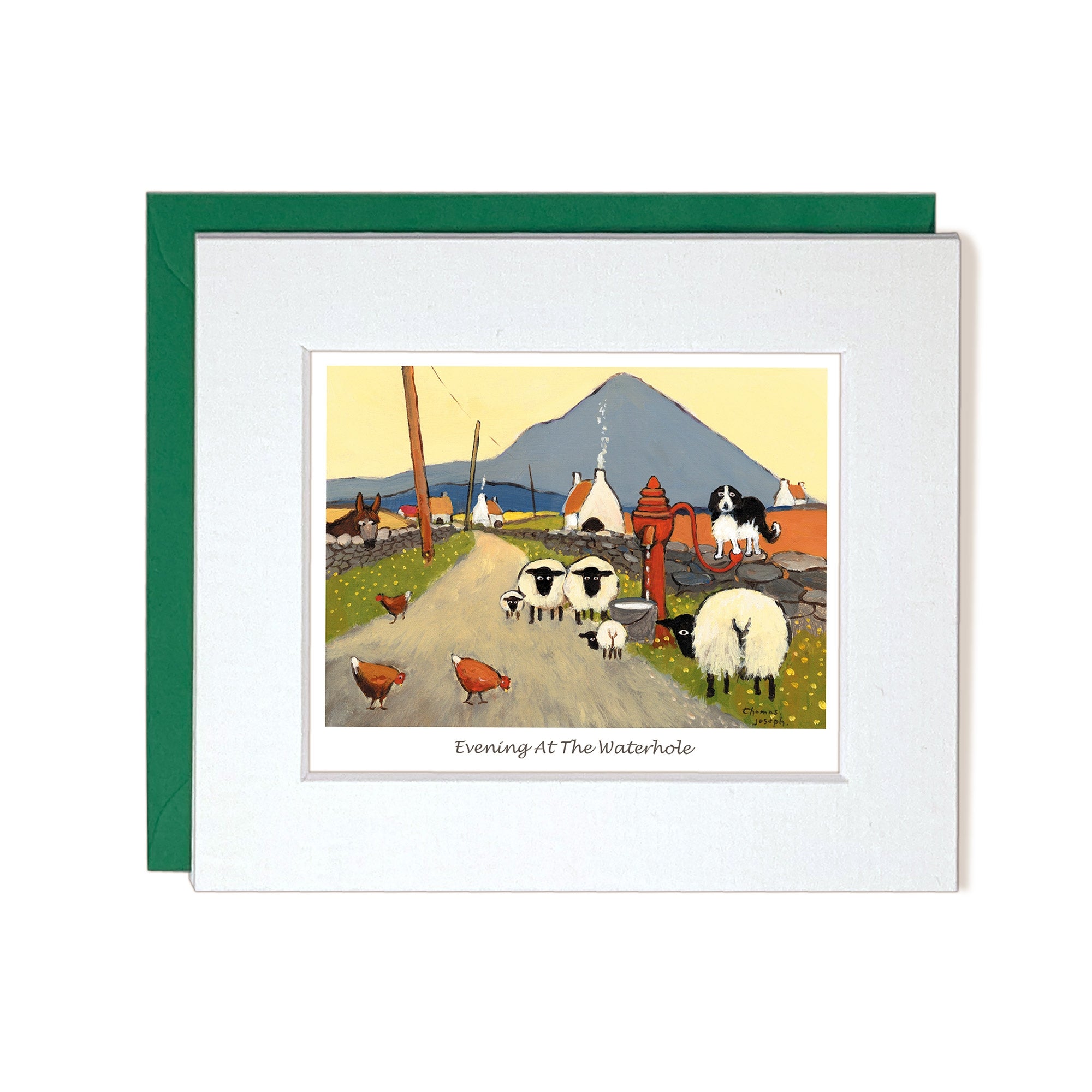 Notecard country road with animals