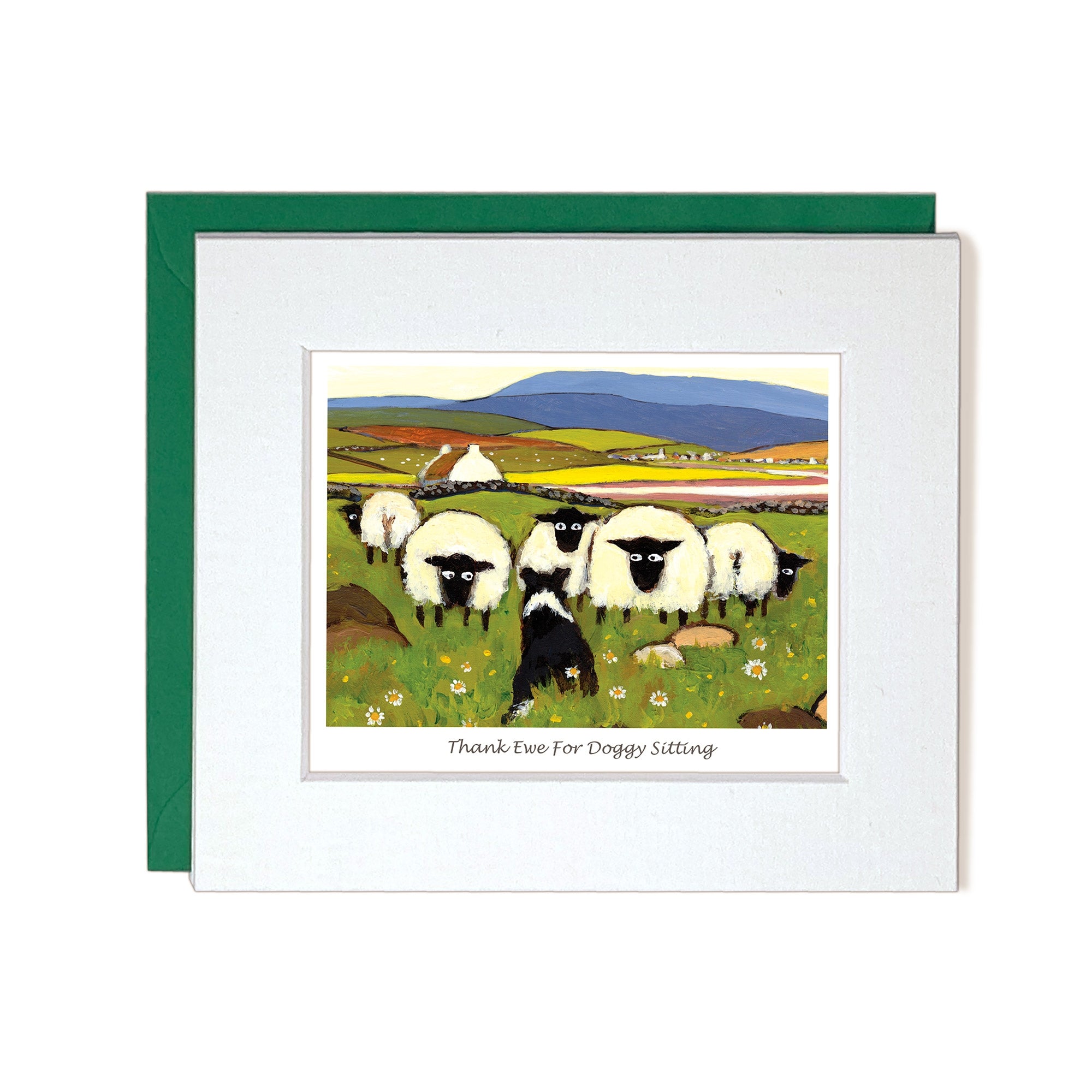 Envelope and Card sheep looking after dog