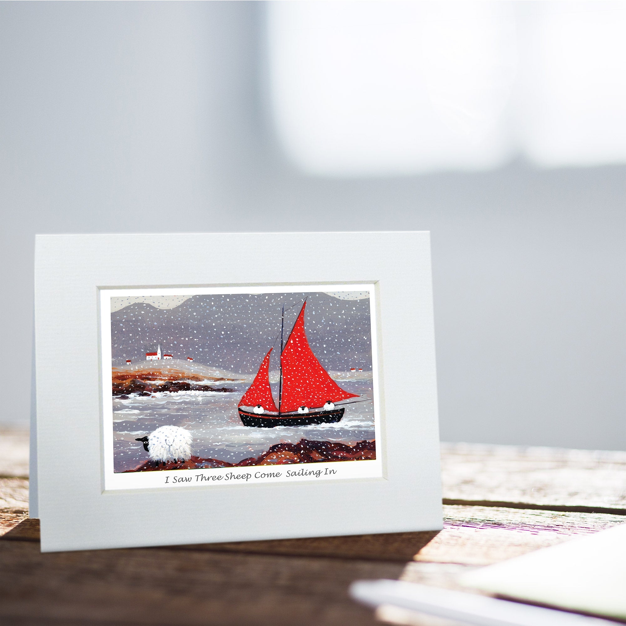 Saw Three Sheep Go Sailing Greeting Card