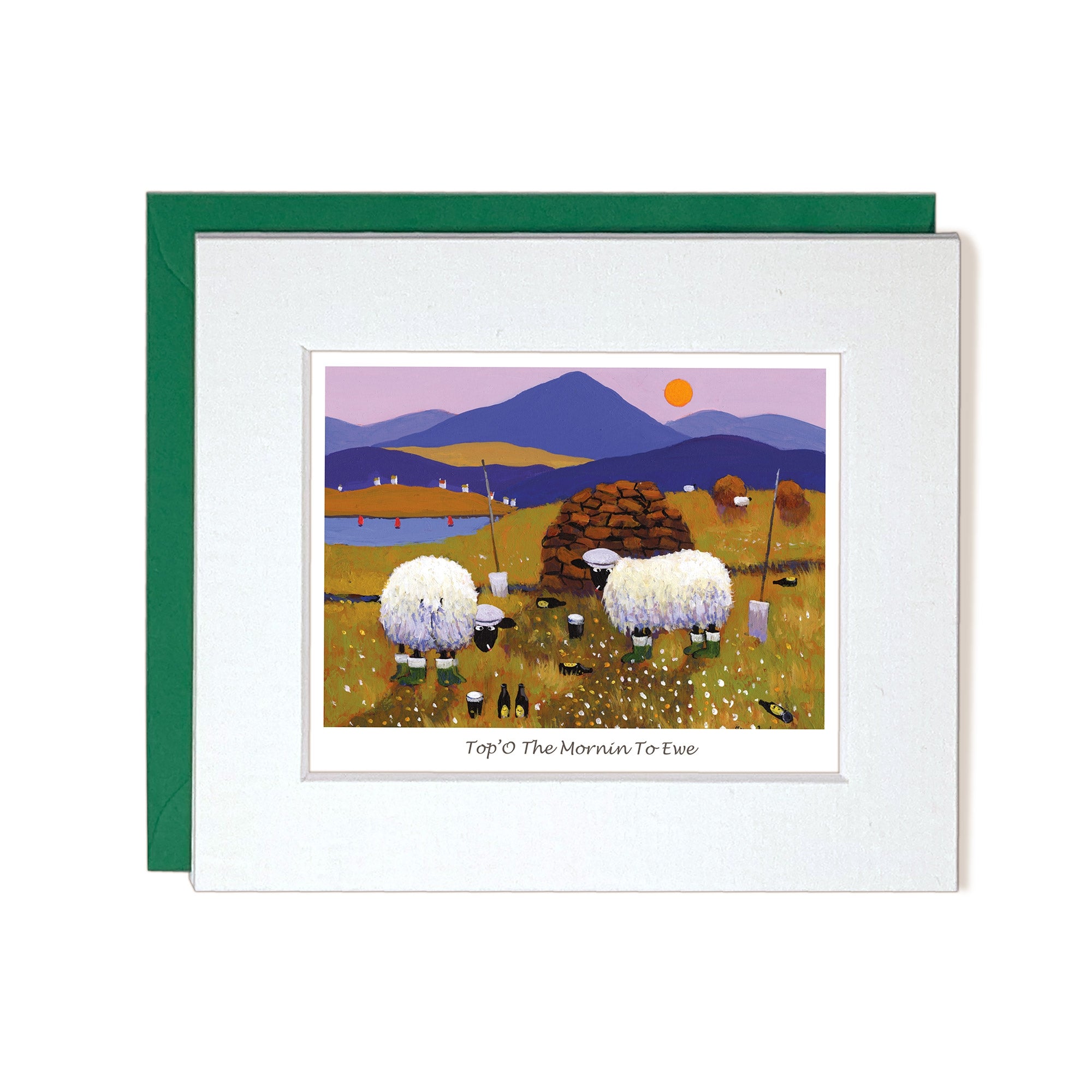 Notecard sheep wearing wellington boots