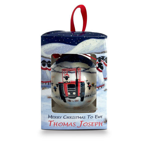 Sheep and Tractor Christmas Bauble