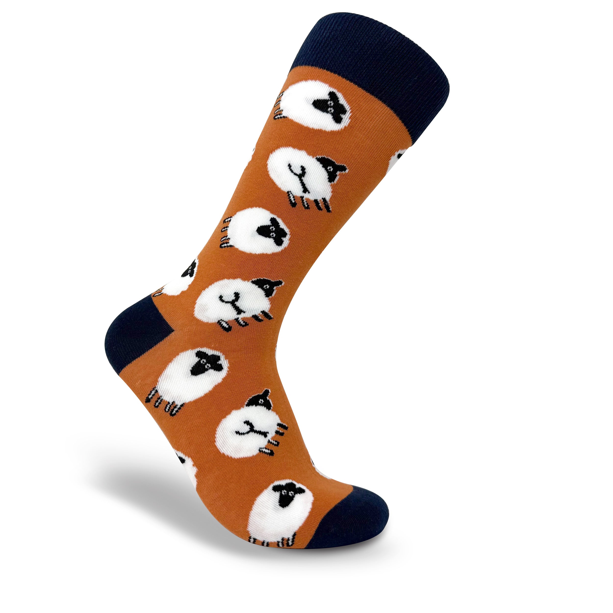 Orange and Navy Sheep Socks