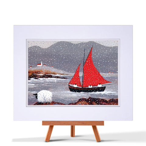 Double Mounted Print "Saw Three Sheep Go Sailing" By Thomas Joseph