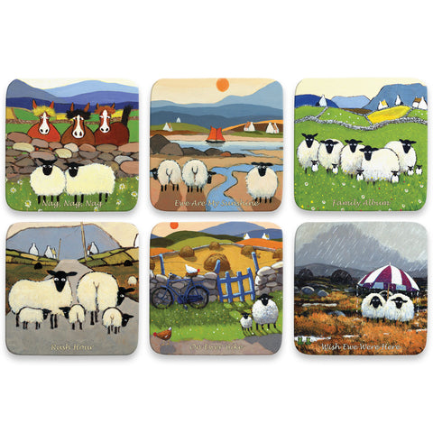 Coaster Set of Six stupid sheep designs.