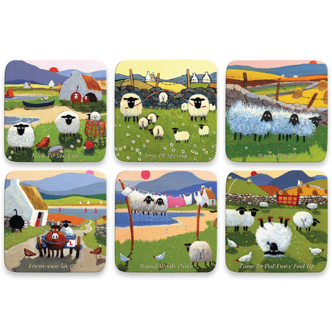 Coaster Set 2 with six sheep coasters