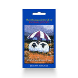 Fridge Magnet Two sheep huddled under an umbrella