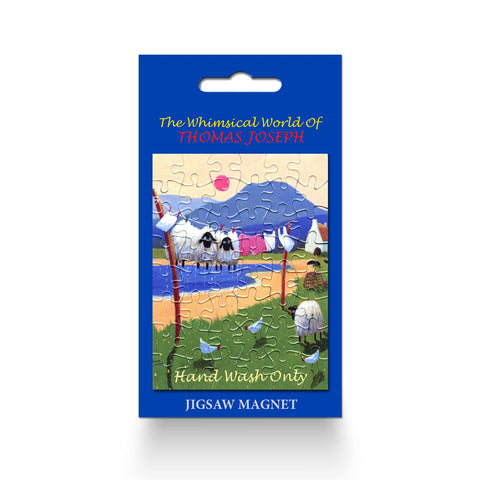 Fridge Magnet sheep handing on a washing line drying