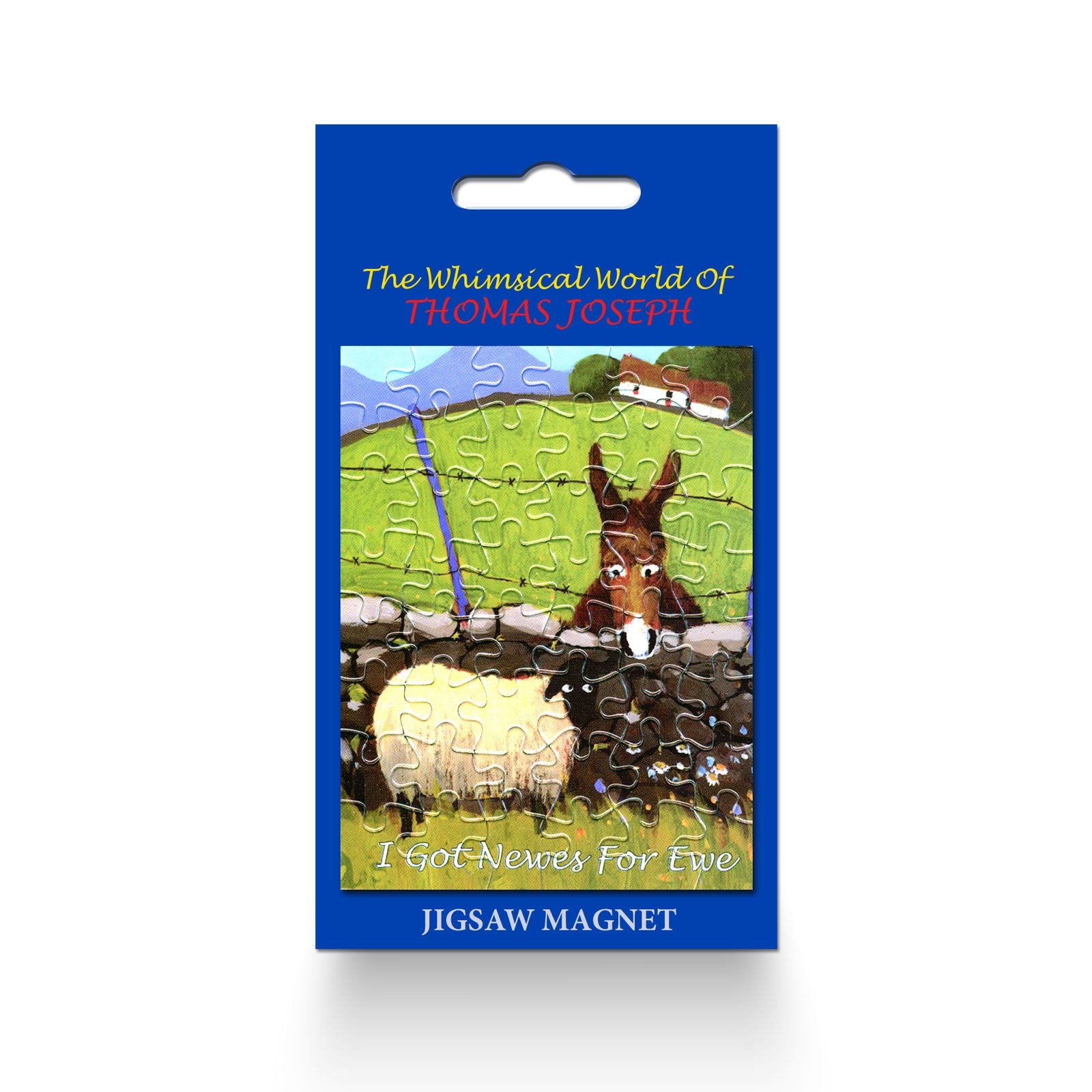 Fridge Magnet sheep and donkey having a chat 