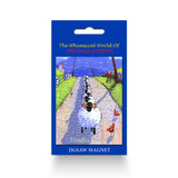 Fridge Magnet Ram walking down a country road with sheep all lined up behind him
