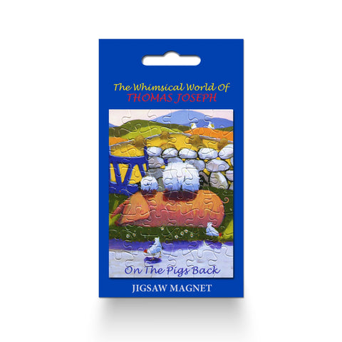 Fridge Magnet sheep, pigs and hens resting outside of their field