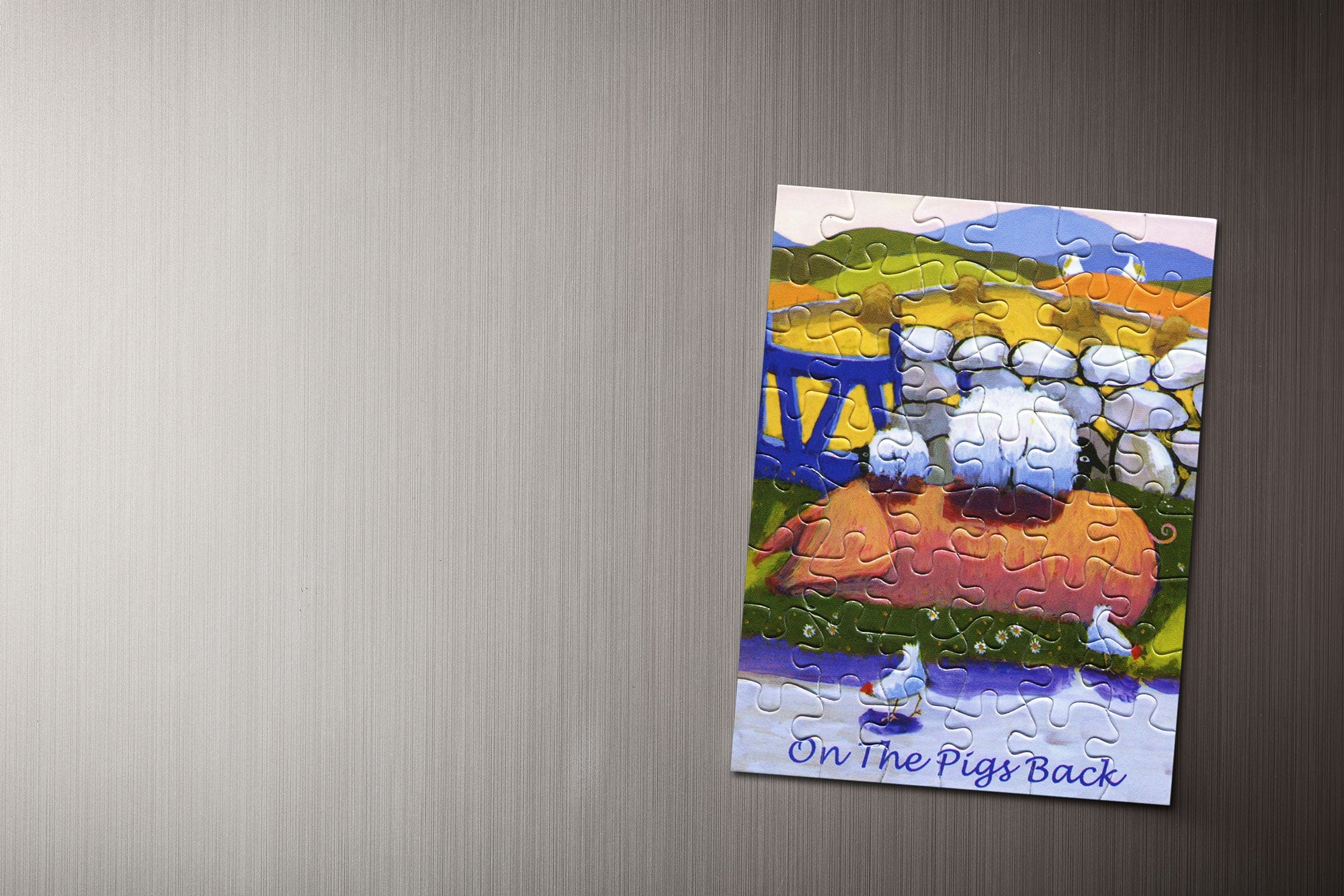 On The Pigs Back Jigsaw Magnet