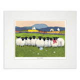 Painting sheep playing a game of football