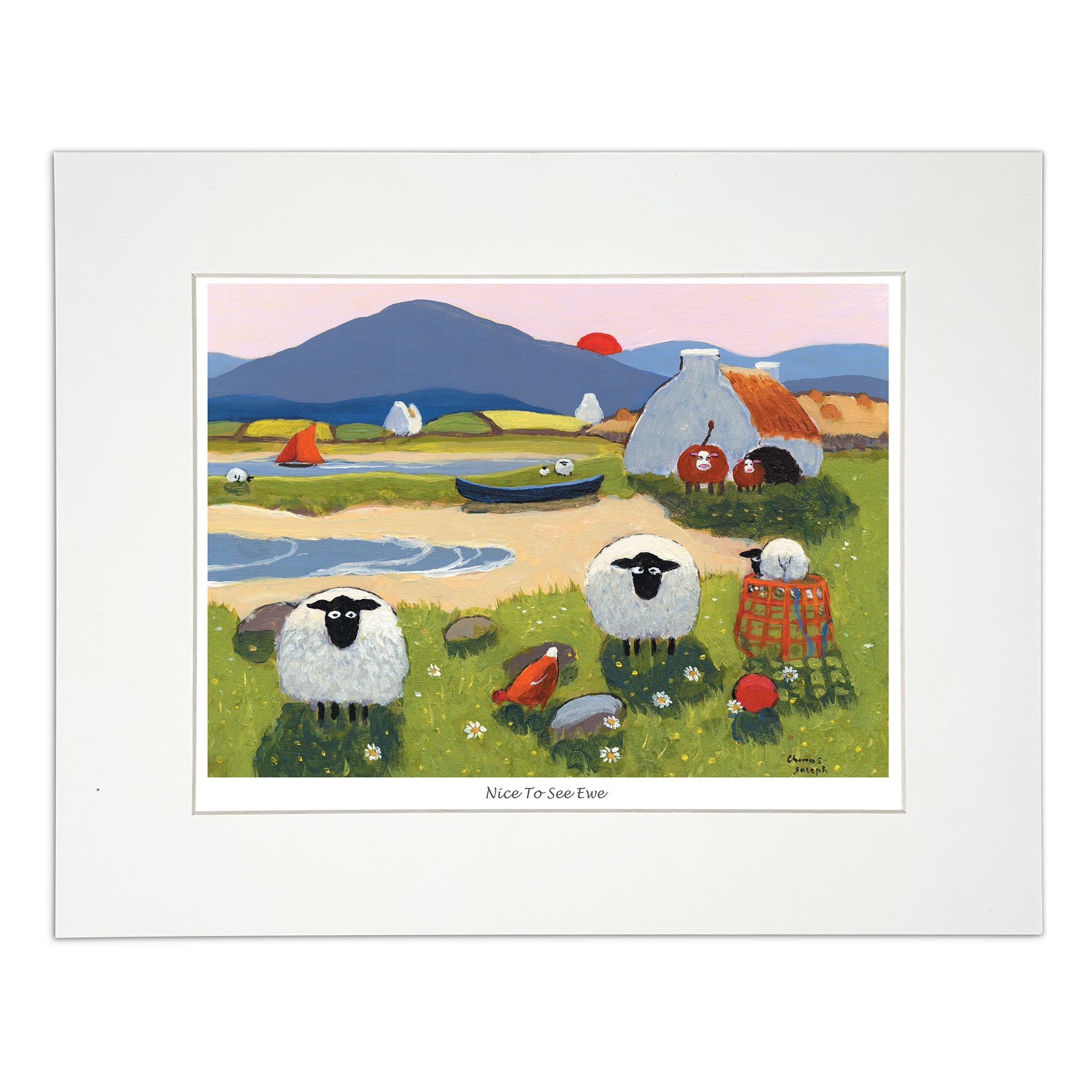 Mounted print farm animals enjoying the wonderful weather
