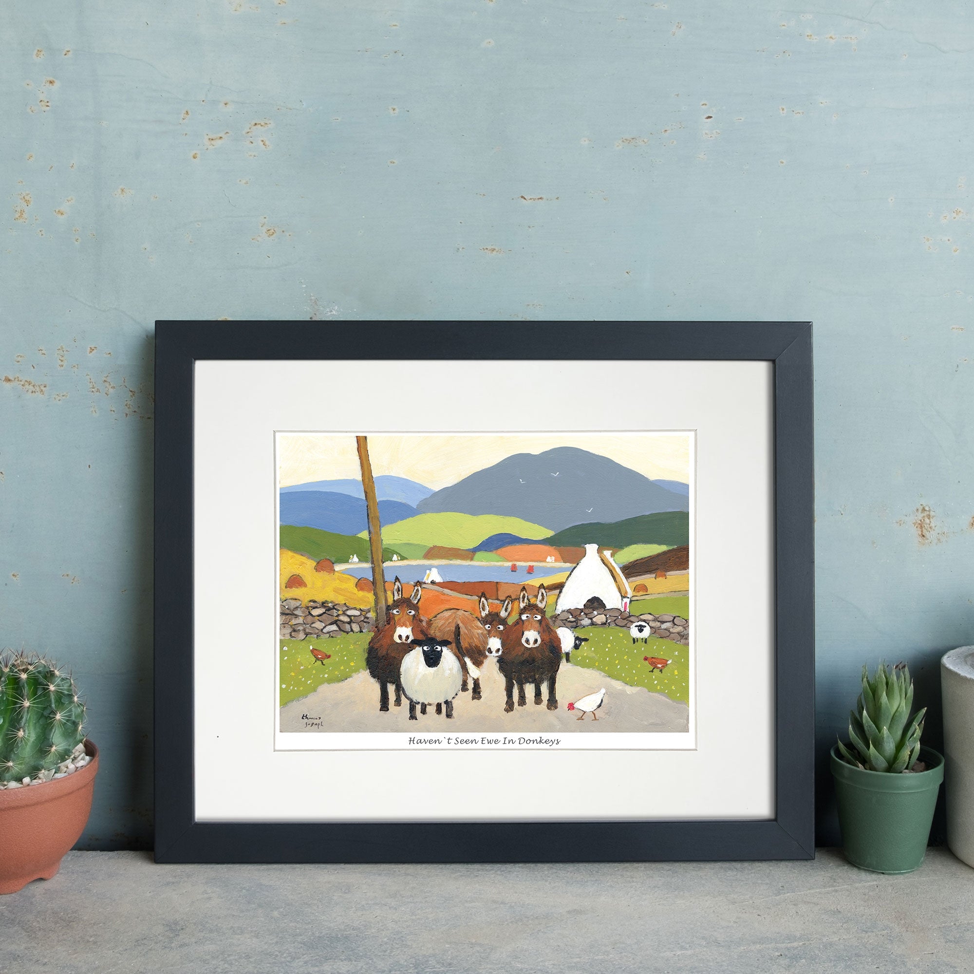 Haven't Seen Ewe In Donkey Mounted Print