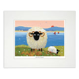 Wall art sheep on a hill away from farm