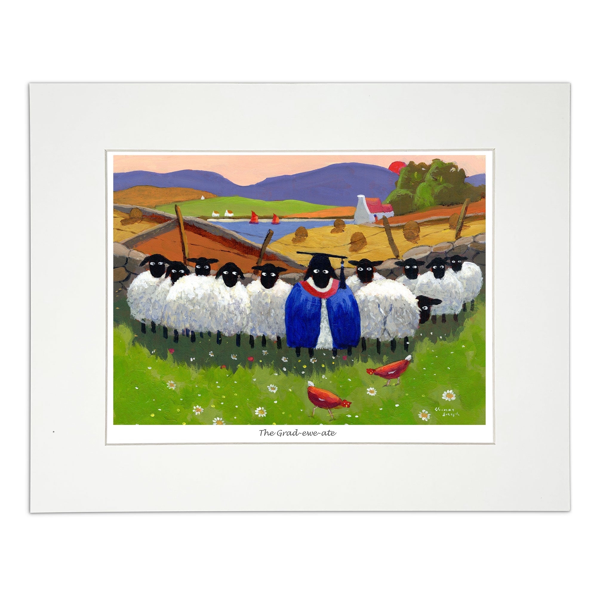 Wall art  sheep graduating from school