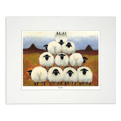 Painting sheep standing on each other's backs