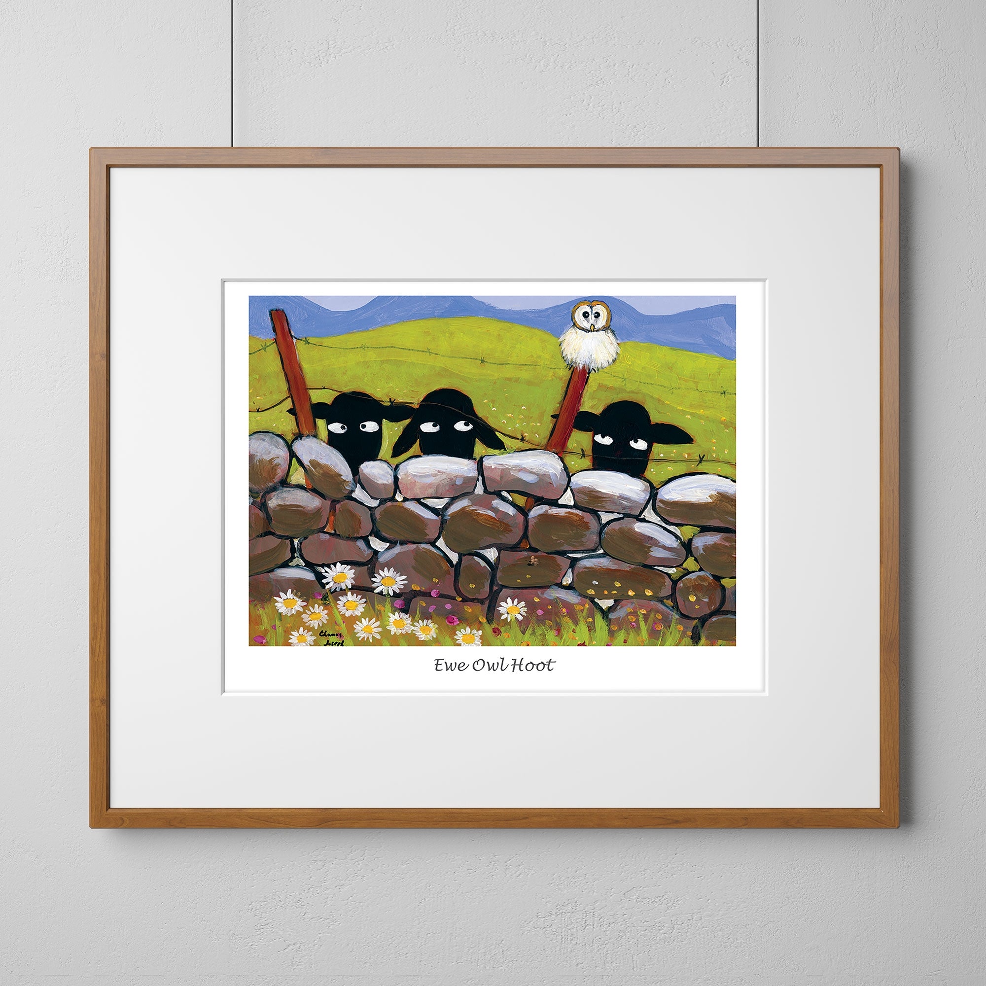 Ewe Owl Hoot Mounted Print