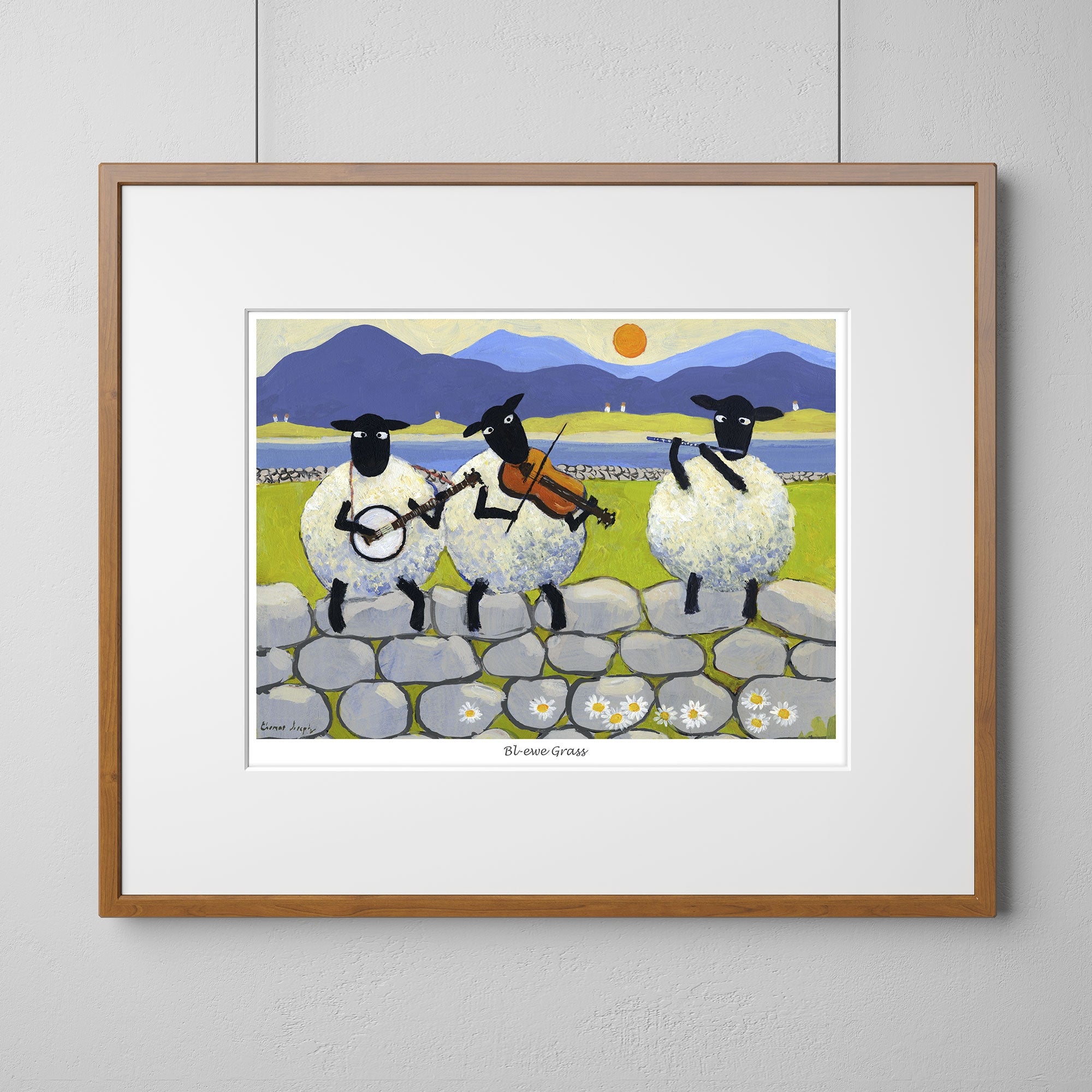 Bl-ewe Grass Mounted Print