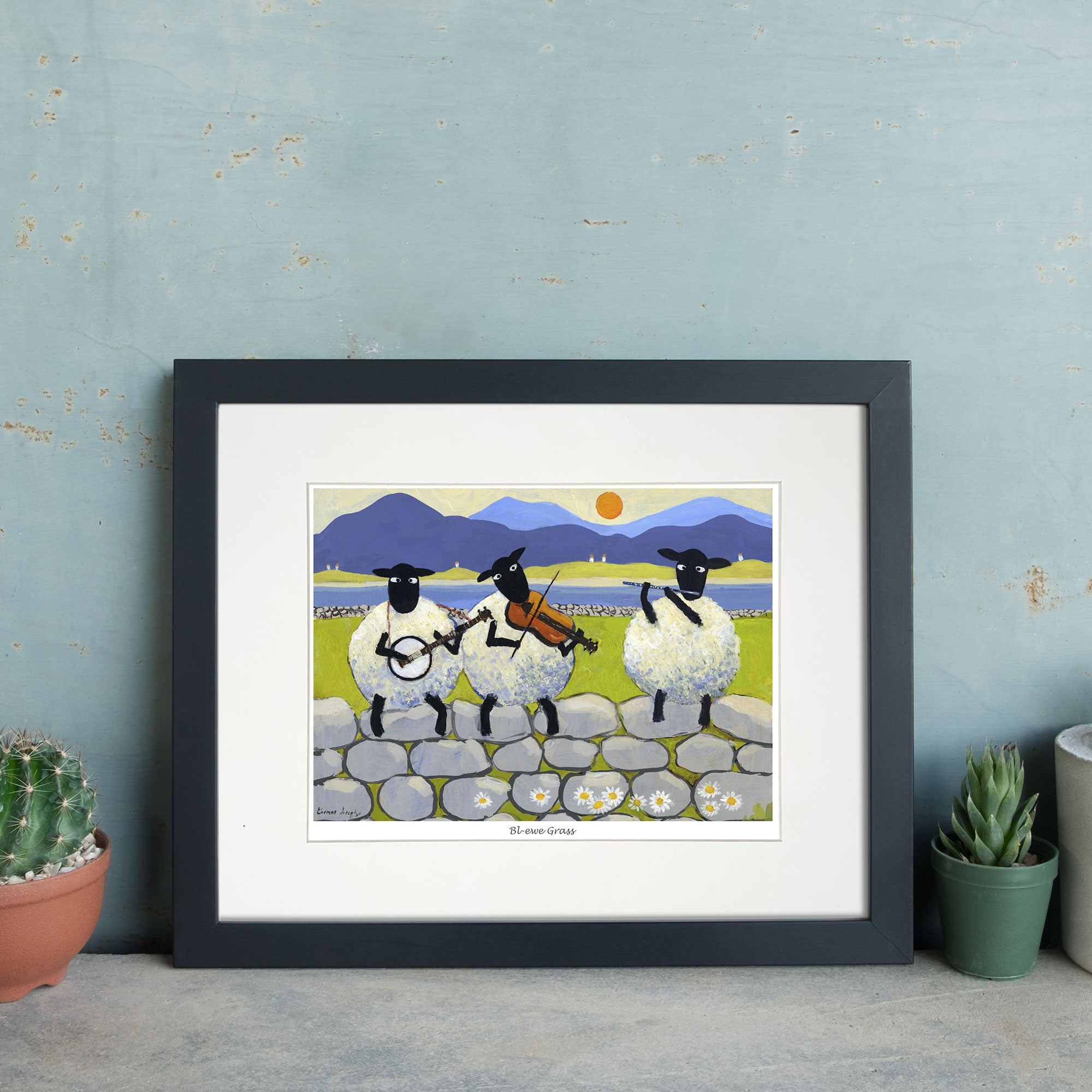 Bl-ewe Grass Mounted Print