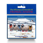  Refrigerator magnet with sheep huddled together in the snow