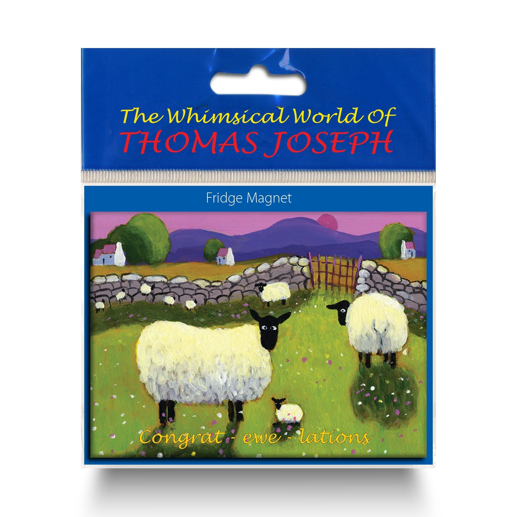 Refrigerator magnet sheep parents with their newborn lamb