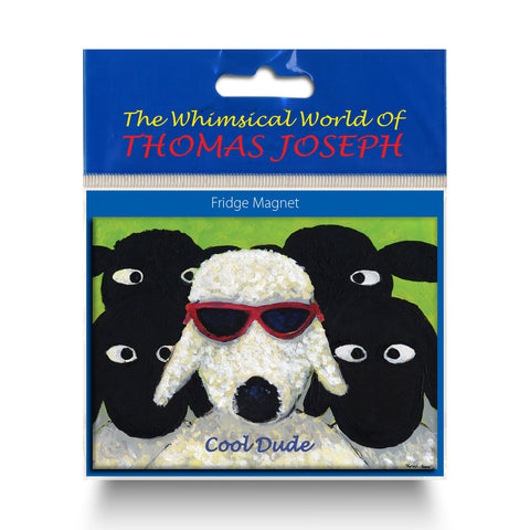 Refrigerator magnet showing cool sheep with sunglasses