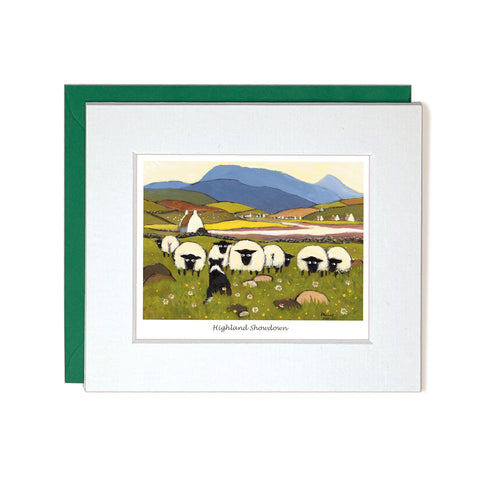 Greetings Card Sheep being herded