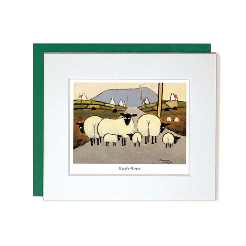 Greetings Card sheep crossing road