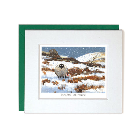 Card with mount baby lamb wearing scarf