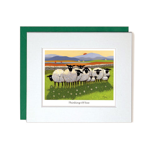 Card with mount sheep and lambs greeting you