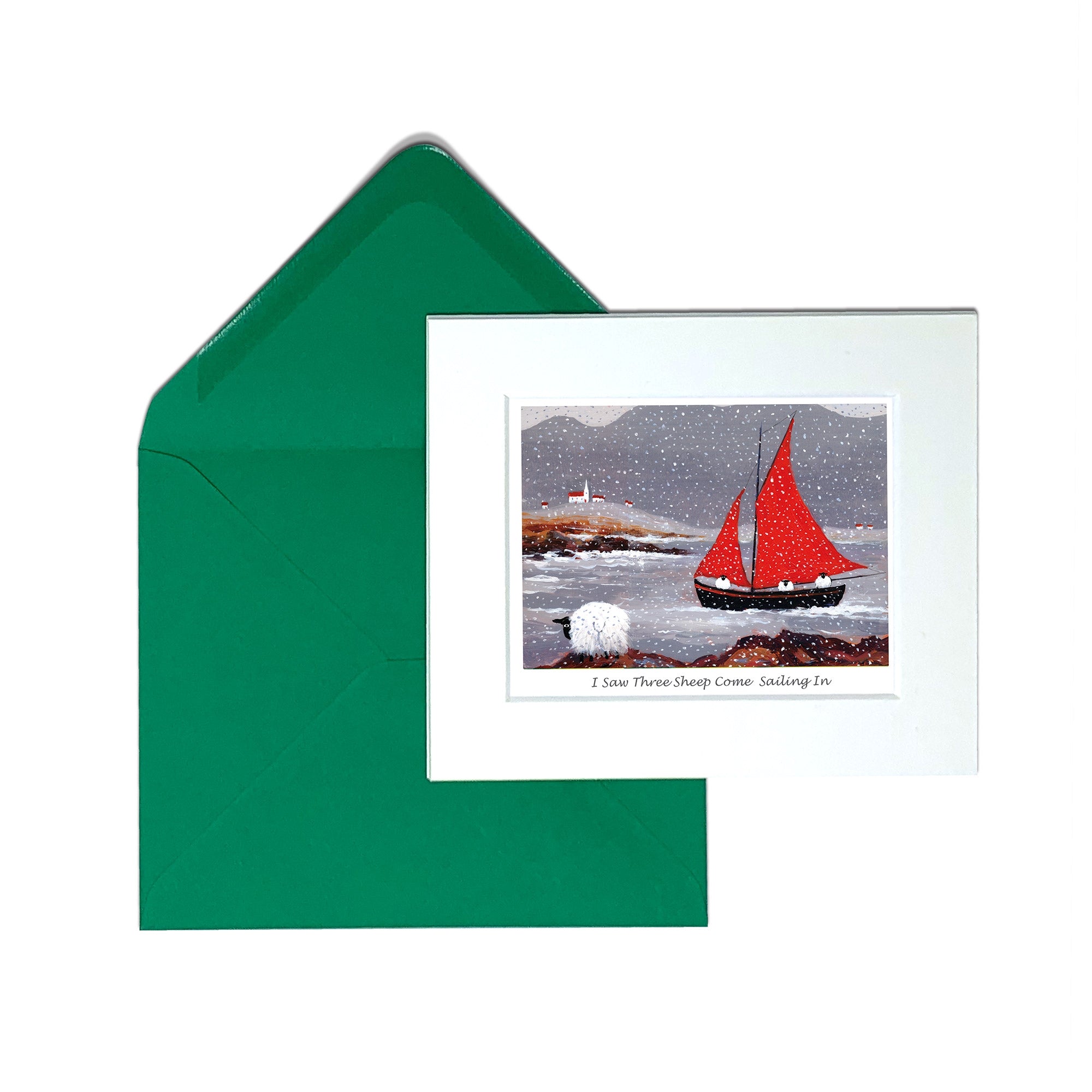 Saw Three Sheep Go Sailing Greeting Card