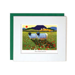 Card with mount Sheep wearing berets