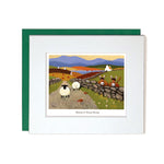 Greeting Card country road with stone wall
