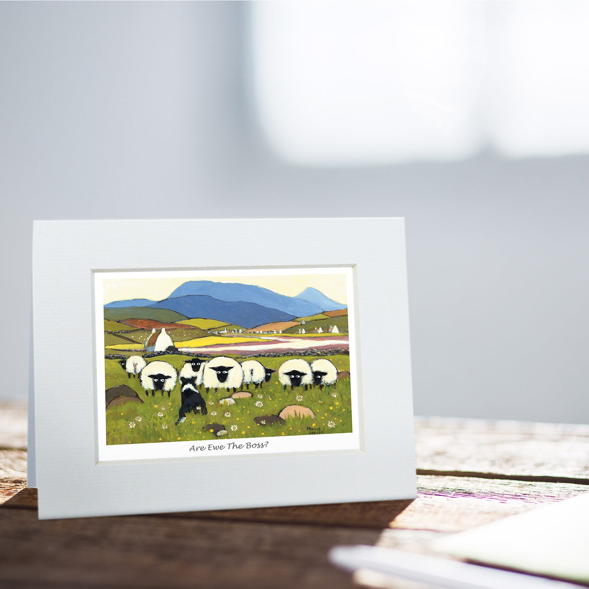 Thomas Joseph 'Puffin Compares To Ewe' Greeting Card - Blank Inside, Mounted For Framing