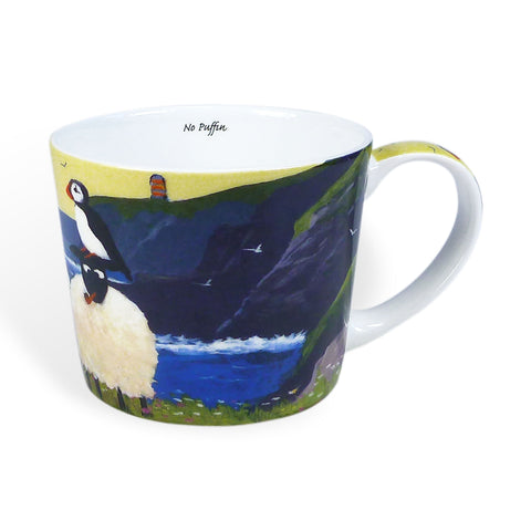 New bone china sheep smoking a pipe with sea and cliffs in background
