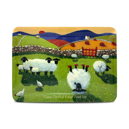 Serving tray with sheep sleeping upside down